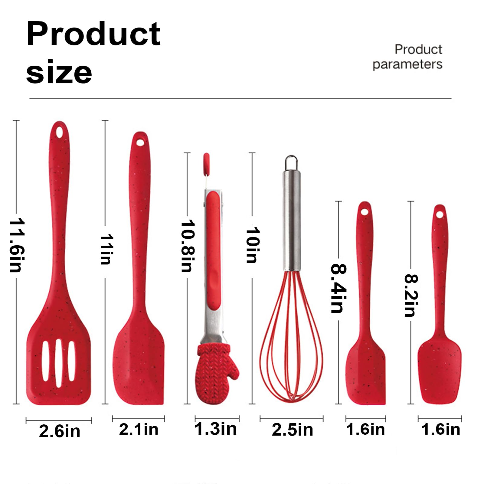 6 Spatole in Silicone da Cucina con Manico in Legno, Decorazione Natalizia, Spatola per Impasti, Spatola in Silicone, Spatola per Impasto, Spatola da Cucina, Utensili da Cucina,Red
