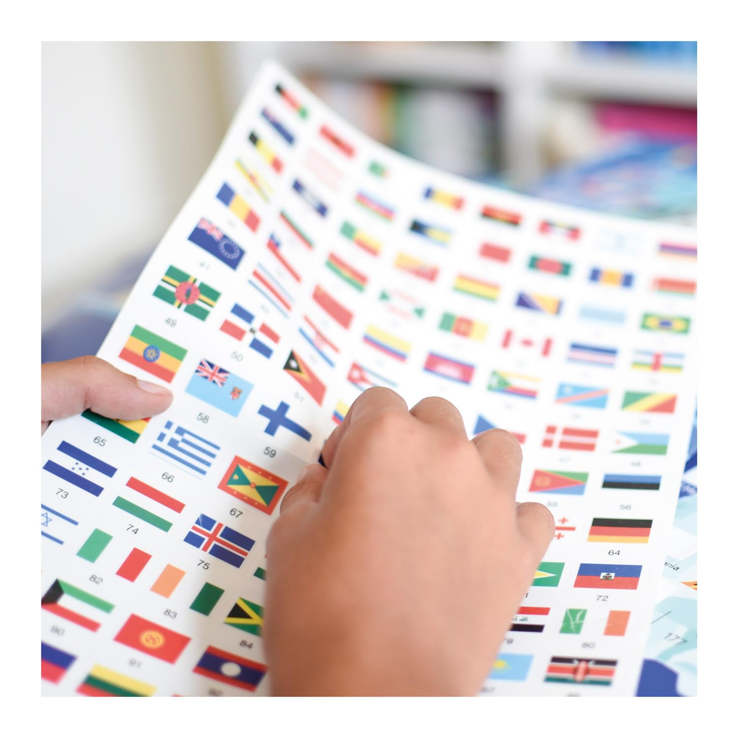 Poster interattivo con Adesivi Bandiere del Mondo 68 x 100 cm per Bambini 7+
