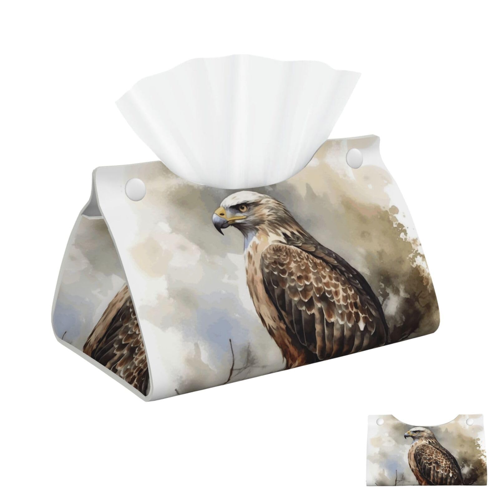 Watercolor of Hawk Sitting in the Tree Tissue Box Cover Square Cube Boxes