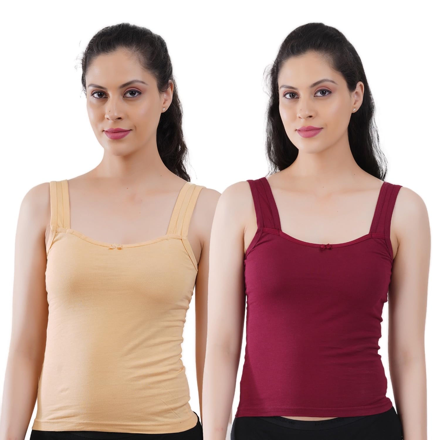 Regular Fit Tank Top for Women (Pack of 2) |Breathable Cotton Sleeveless Inner Slips for Everyday Comfort-image-0