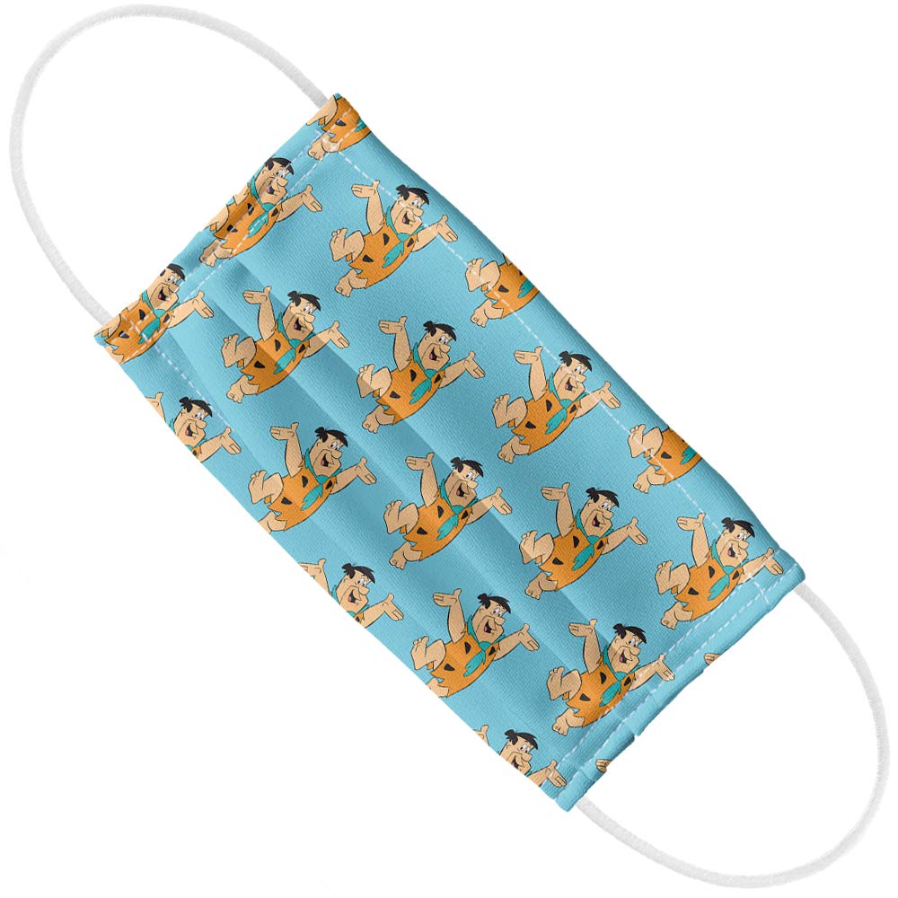 Popfunk The Flintstones Fred Character Pattern 1-Ply Reusable Face Mask Covering with Adjustable Nose Wire, Unisex