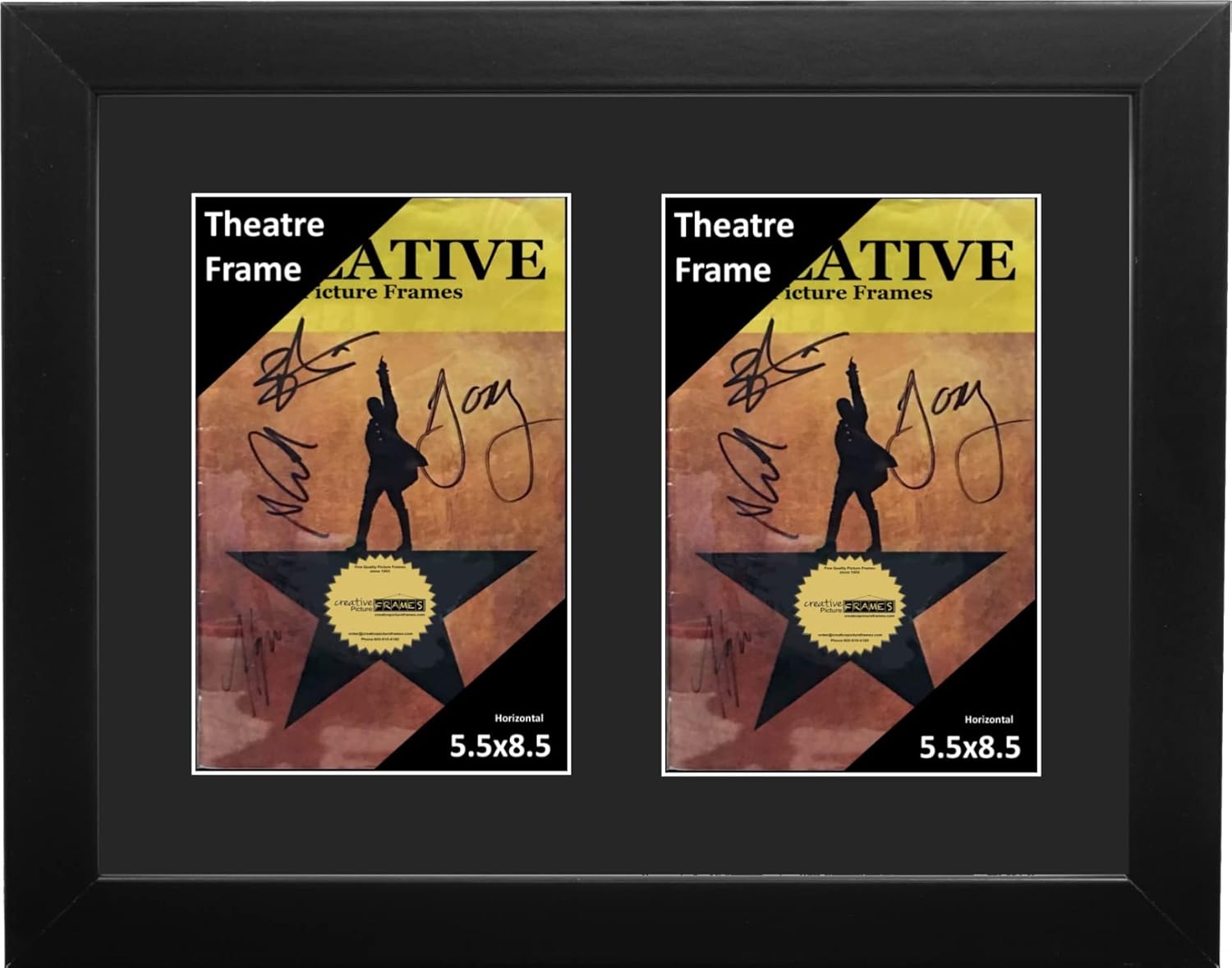Creative Picture Frames 11"x 14" Black Double Theatre Bill Frame and Black Matting with Installed Hanger and Stand (Theatre Bill Not Included)