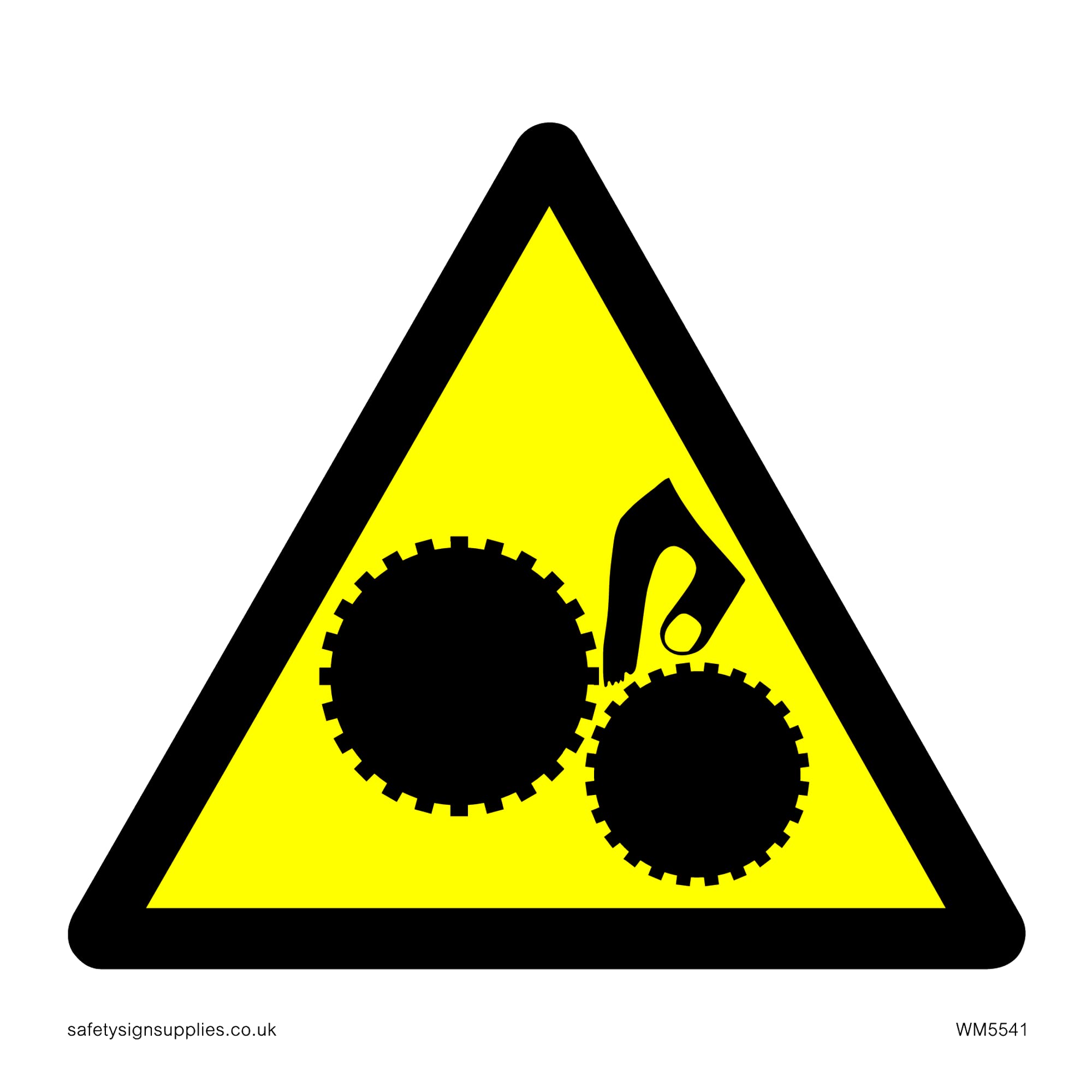 Pack of five - Warning Trapped Hand Symbol Only Sign - 150x150mm - S15