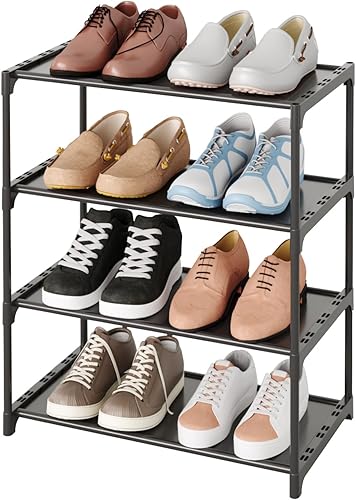 Miniatura 1 de TAUEHR Zapatero pequeño de 4 niveles, organizador de zapatos apilable para niños, estante estrecho para zapatos, para armario, entrada y pasillo,