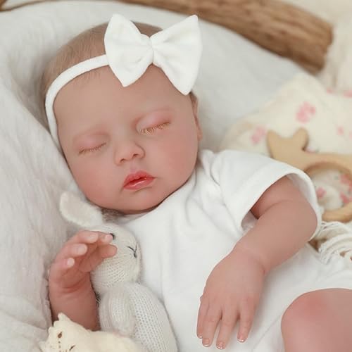 Miniatura 5 de SCOM Muñecas realistas de bebé recién nacido, de 18 pulgadas, con cuerpo de tela suave, ojos para dormir y lindos accesorios de alimentación, regalo
