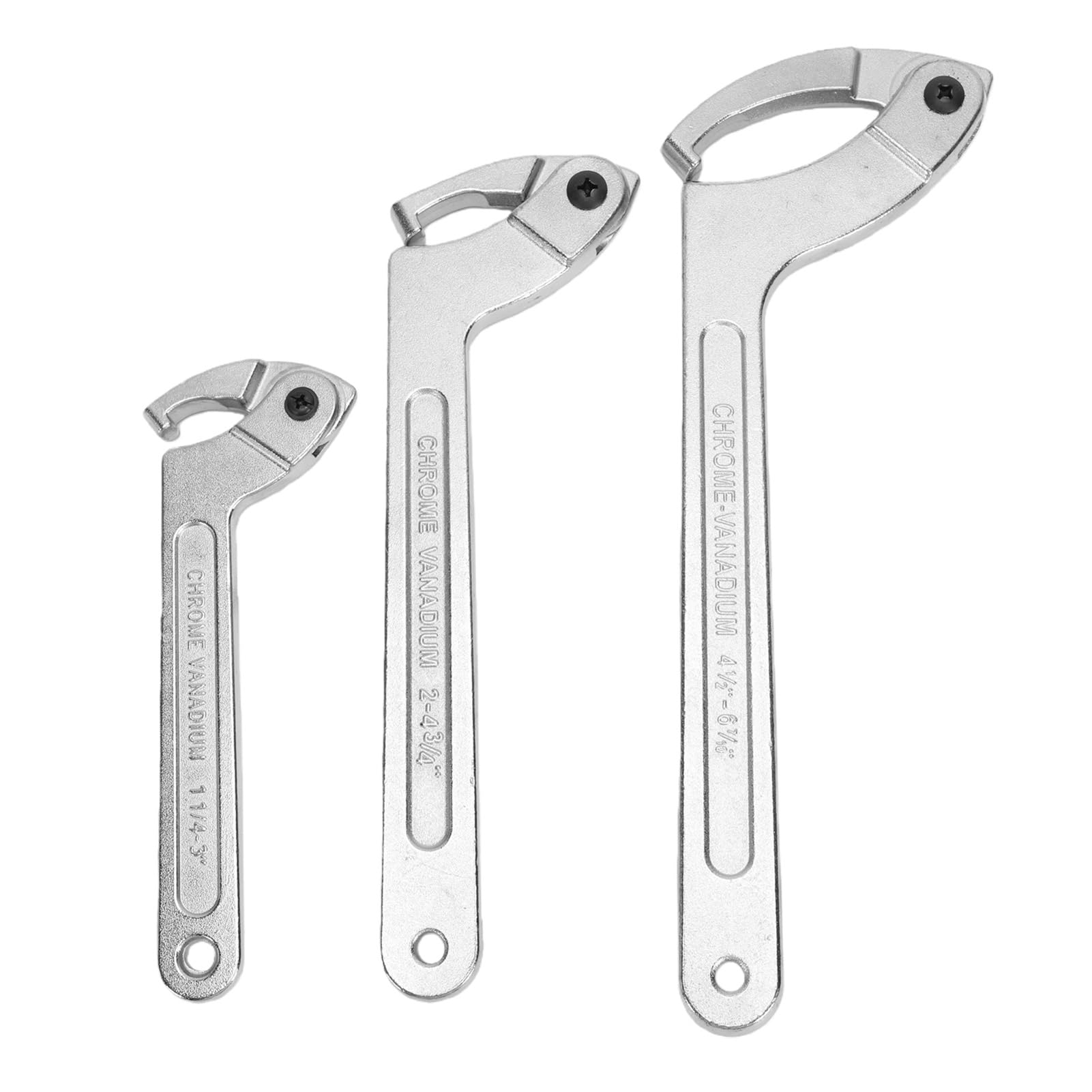 Zunate Llave Inglesa de Gancho con Pasador Ajustable, 3 Piezas en Forma de C, 1-1/4-3 Pulgadas, 2-4-/4 Pulgadas, 4-1/2-6-7/10, Llave de Pasador de Material CRV para Rodamientos de Tuercas Redondas,