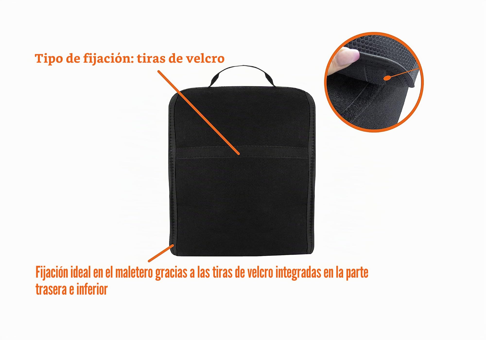 Bolsa para maletero, pequeña organizadora para coche, maletero de coche, bolsa con cierre de gancho y anillo (negro)