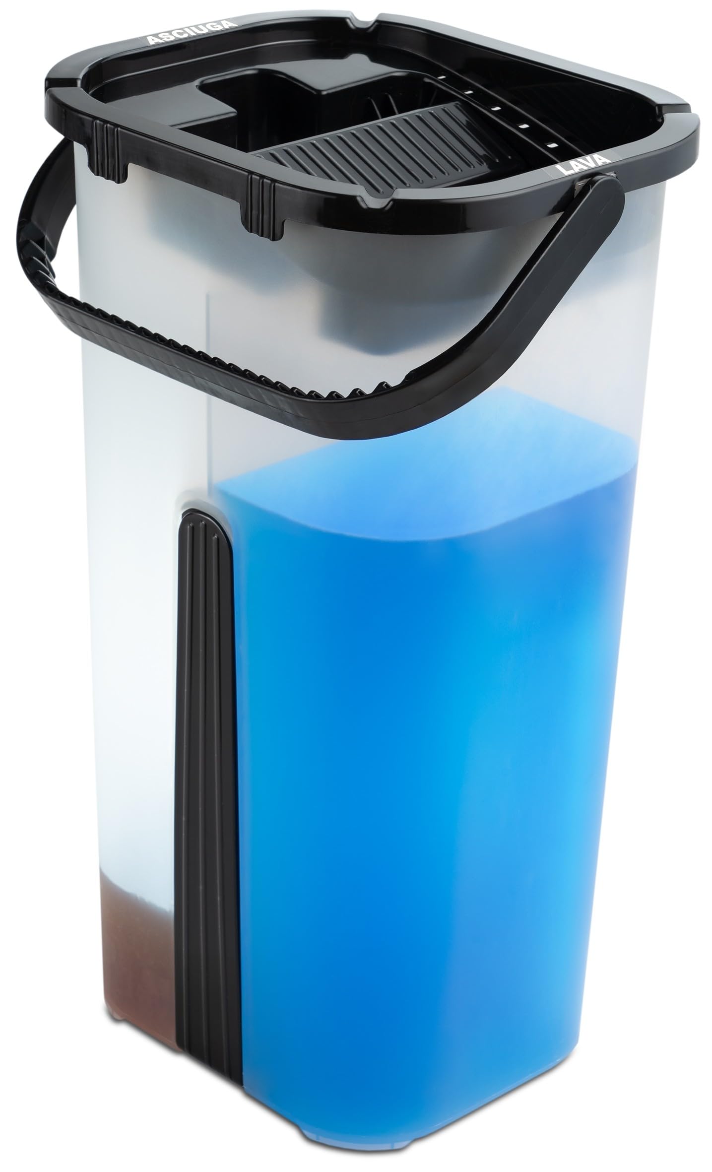 Lavapavimenti con Secchio e Mop in Microfibra 100%, Sky Mop Compact Lava e Asciuga, con Bastone in Acciaio Inox, Secchio Compatto con Strizzatore, Lavapavimenti