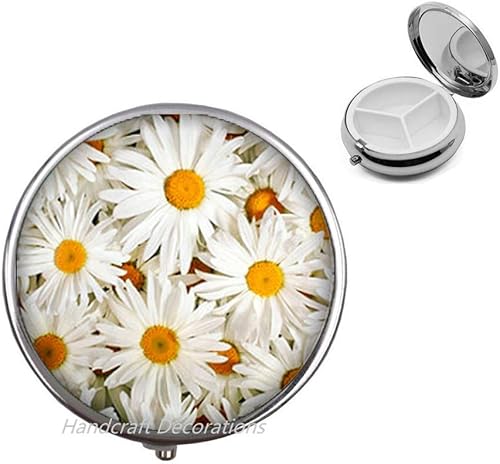 Pastillero con diseño de margaritas. Pastillero con flores y joyas. Regalo de cumpleaños, pastillero con diseño de flor, joyería floral, pastillero