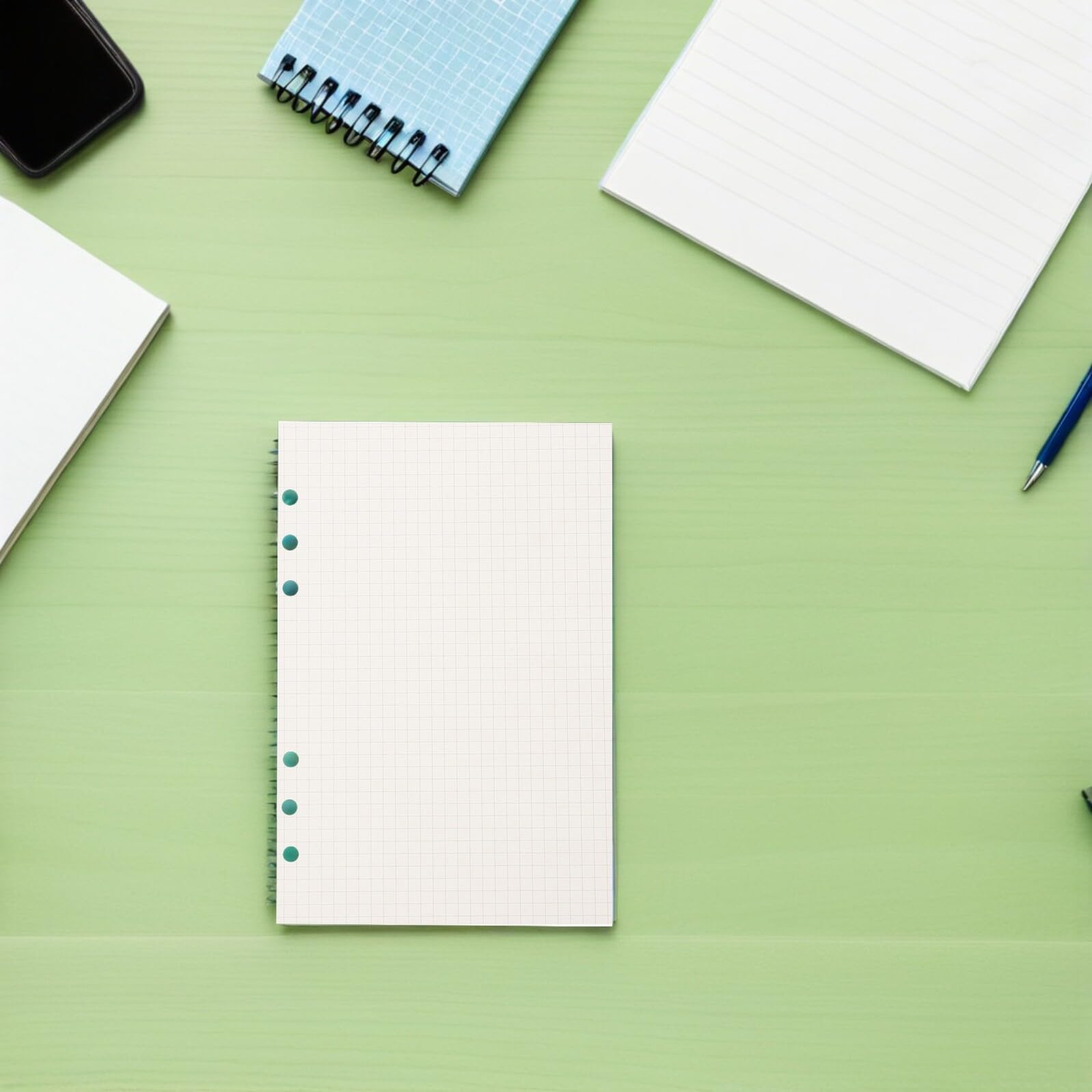 Nachfüllpapier A5 Kariert 6 Loch Einlagen für Ringordner – 225 Blatt Planer und Budgetpapier für Notizbücher und Kalender