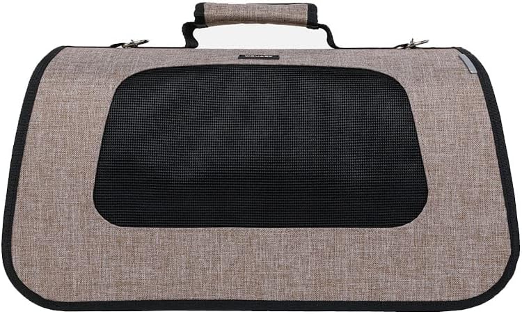 Wouapy Transportín Gato, Perro Plegable Extra Grande (49x27cm, Beige). Bolsa de Transporte Transpirable para Mascotas, Conejos, Hurones, Roedores. Transportín Grande para Coche.