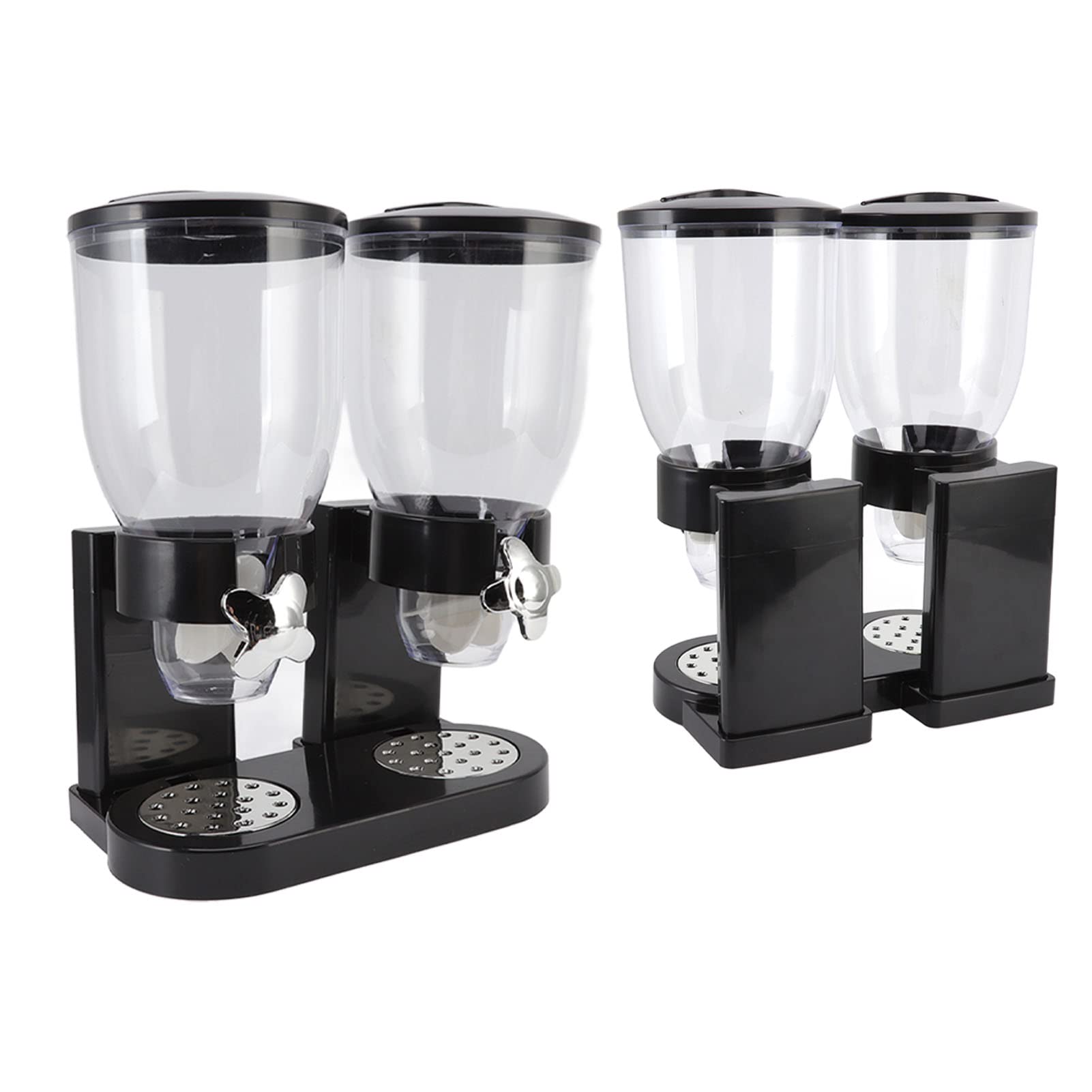 Eujgoov Dispenser per Cereali, Doppio Contenitore in ABS, 7 Litri, Organizer per Alimenti Secchi con Coperchi Ermetici, Erogazione Controllata, Montaggio a Parete, da Banco, per Pasta di Riso, (BLACK)