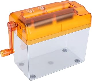 Triturador de papel manual, triturador de escritório com manivela manual, triturador compacto portátil para uso doméstico, pequenos trituradores transversais para documentos de papel A6, máquina de corte de papel de mesa (laranja)