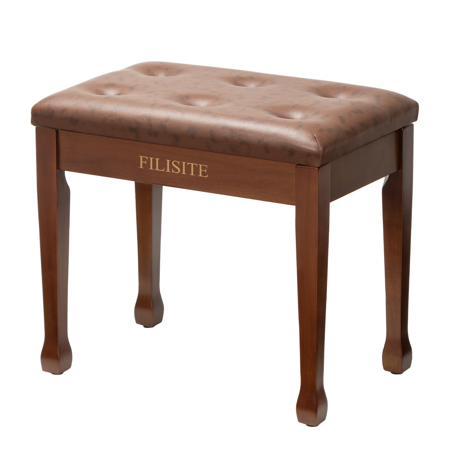 FILISITE Wooden Piano Bench with Storage, Piano Stool with Waterproof Padded Cushion, Bench Seat for Vanity, Living Room, Bedroom (Wood)