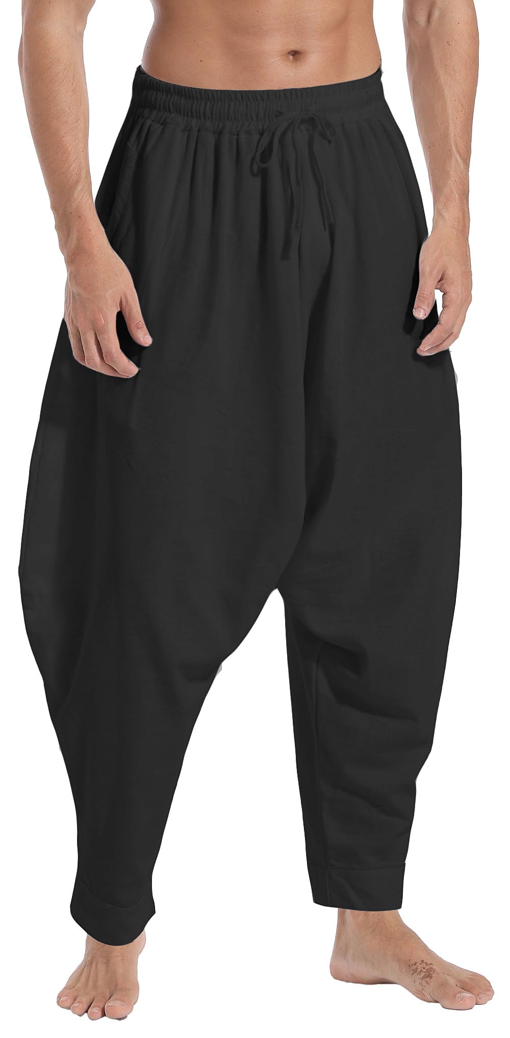 Mens Casual Harem Pants Baggy Elastic Drawstring Waist Aladdin Hippie Pant