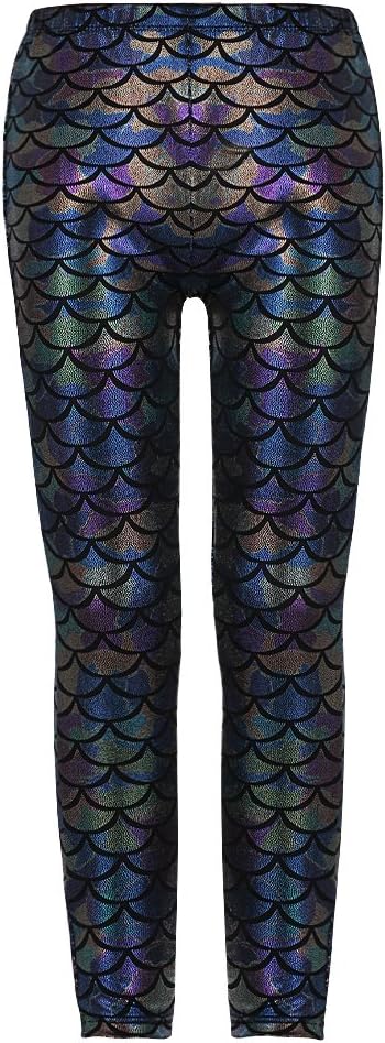 DAXIANGBling Bling Baby Girls Mermaid Fish Scales Stretchy Leggings Pants (110(4-5Y), Multicolor)