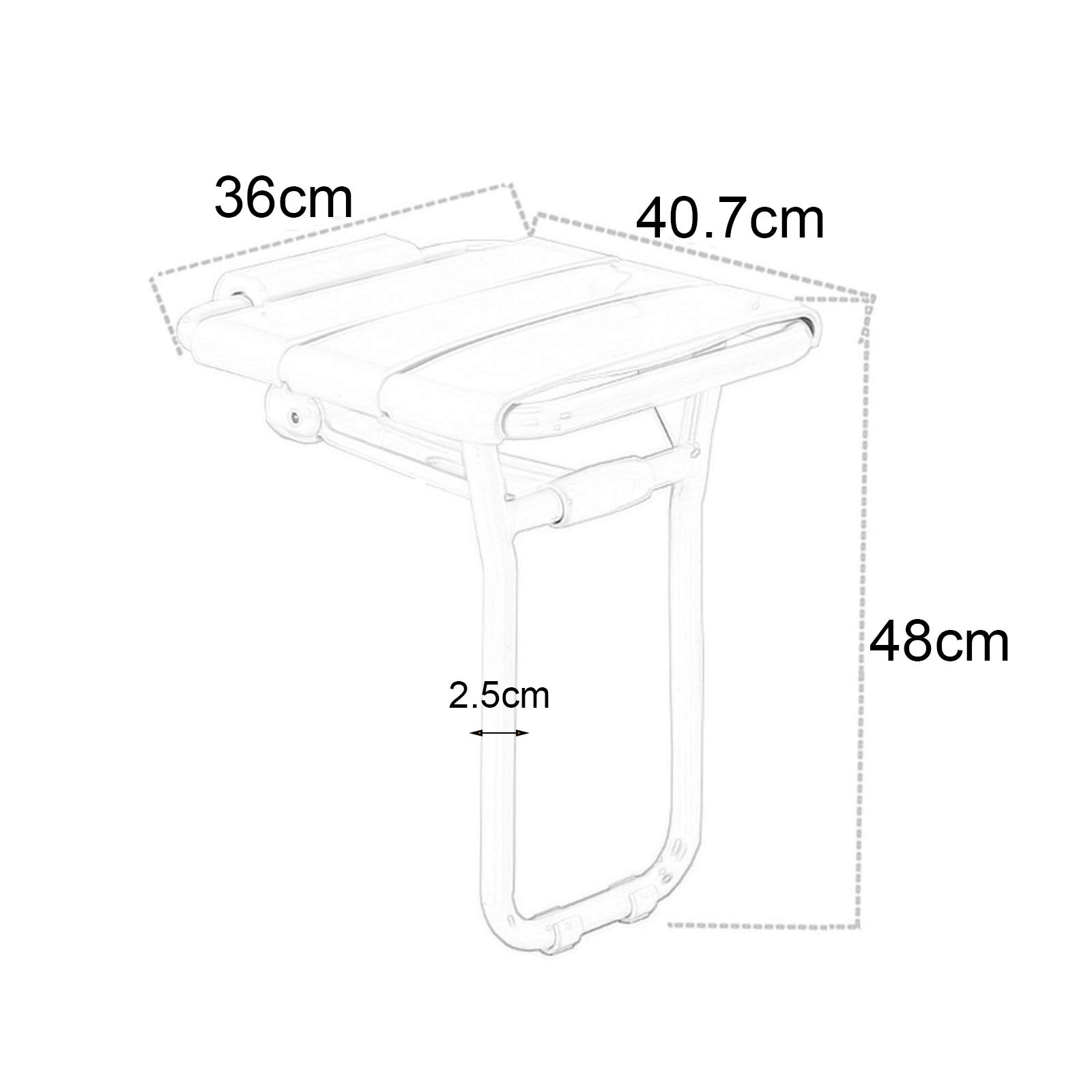Asiento de Ducha Plegable, Taburetes de Ducha de Pared Plegables, Ducha Abatible con Patas Plegables y Estructura de Acero Inoxidable Capacidad de Carga Máxima 200 Kg