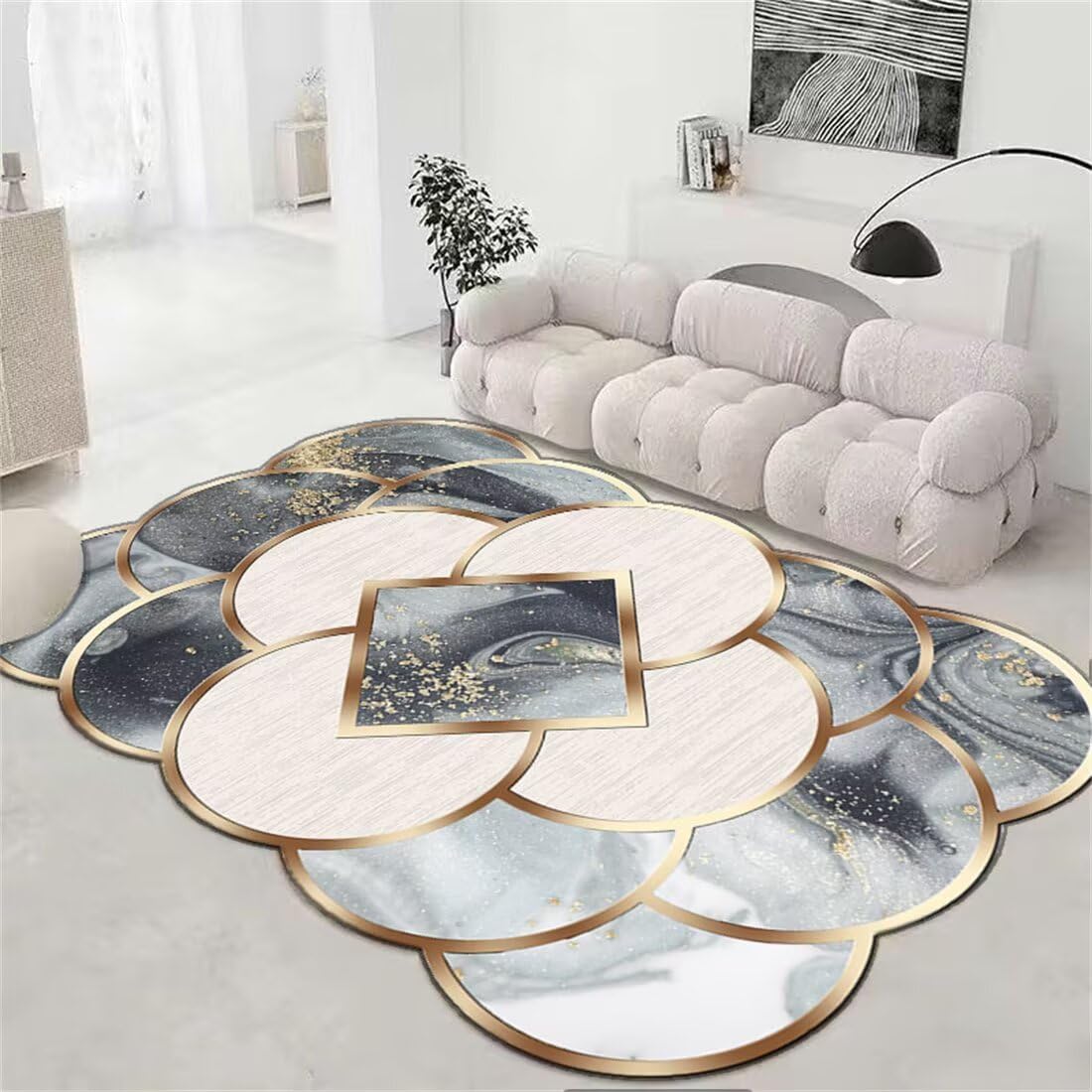 Tapis chambre enfant anti-froid en molleton de cristal gris-bleu 70x200cm