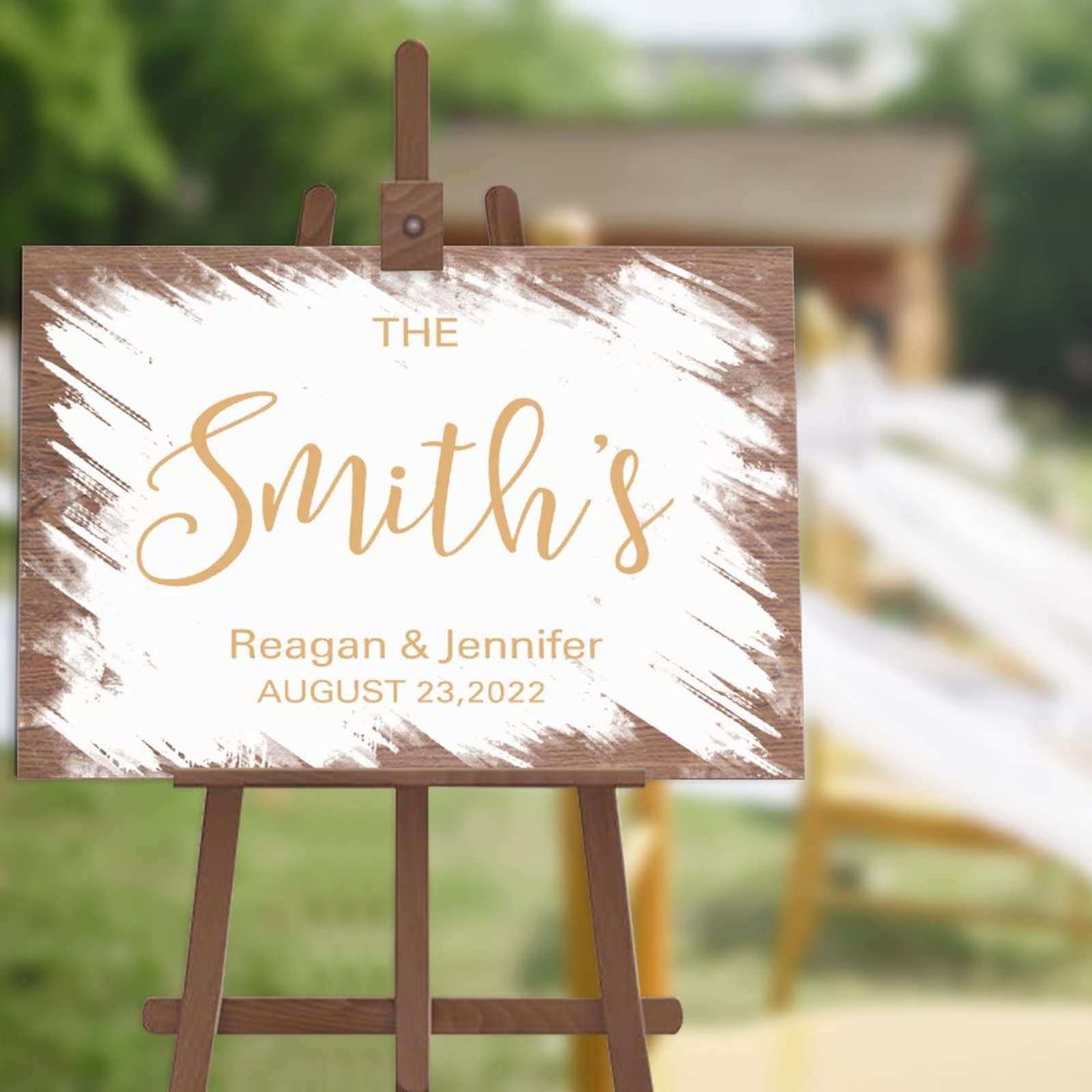 Panneau de bienvenue mariage en bois rustique personnalisable - Enseigne nom de famille 30x45 cm