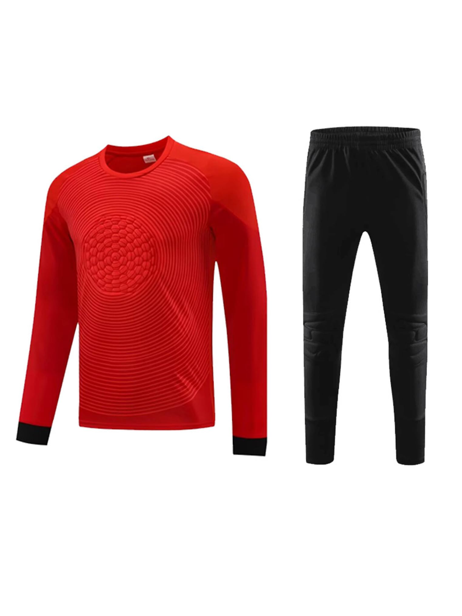YEAHDOR Kids Boys Padded Goalkeeper Soccer Jersey with Sweatpants Set Football Goalie Training Uniform Red 9-10 Years