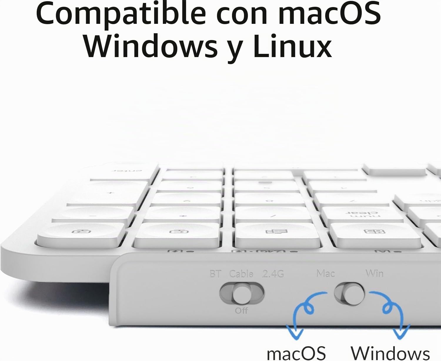 Keychron B1 Pro Teclado inalámbrico Ultrafino con personalización ZMK, 3 Modos Bluetooth/2,4 GHz/Cable 425 g Ligero con una batería de Larga duración de 1.200 Horas para Mac/Windows-Blanco Marfil