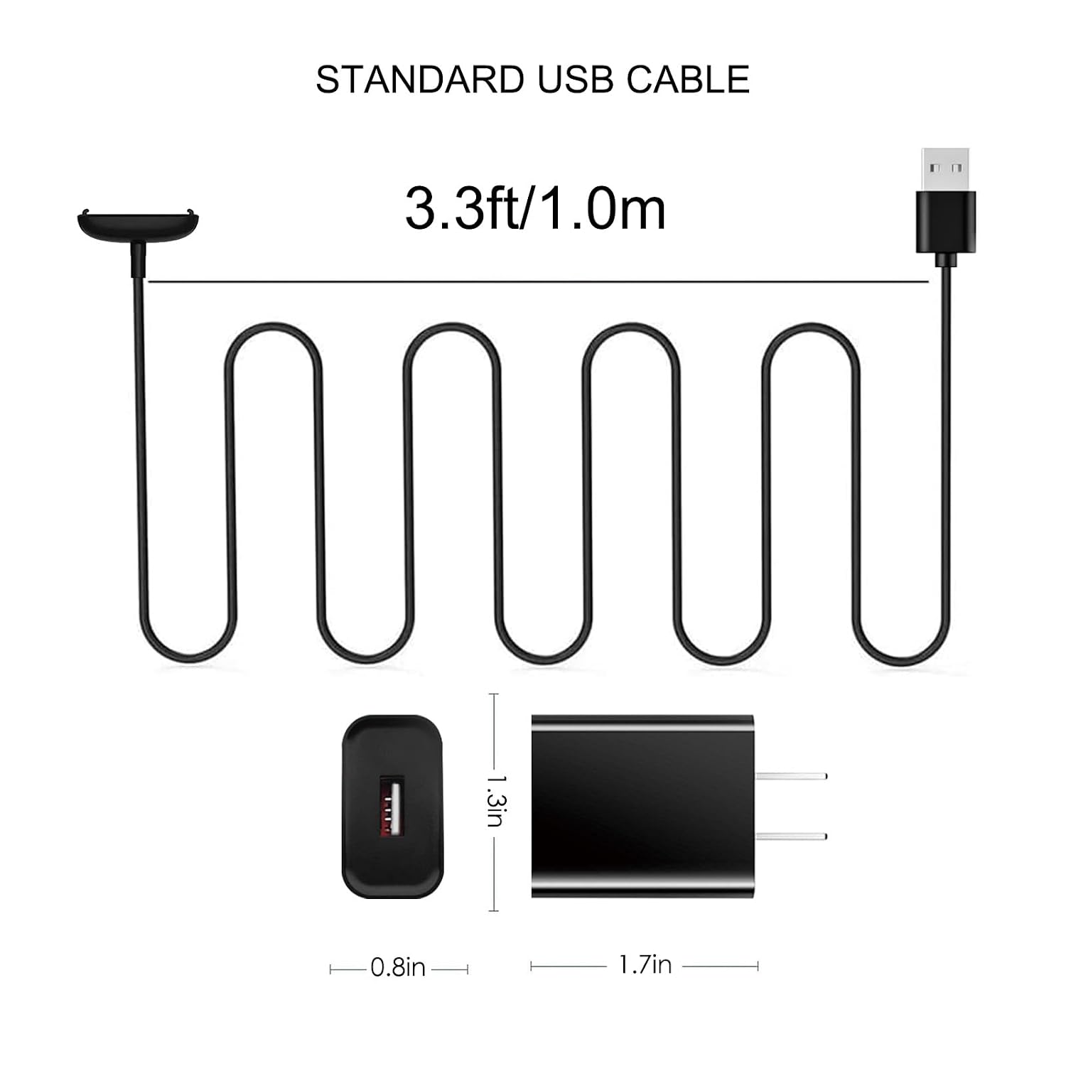 2 Pack 5V Magnetic Wall Charger for Fitbit Inspire 3 Smartwatch Charger Dock USB Fast Charging Adapter Cord Cable Wire
