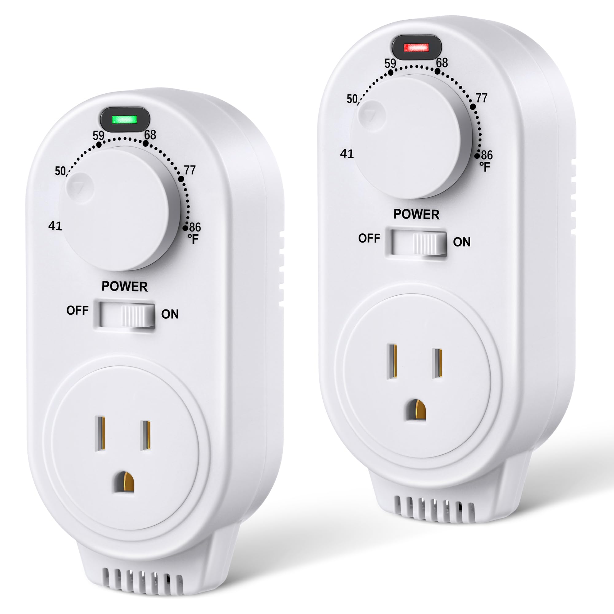 Gulfmew 2 Pack Adjustable Thermostat, Plug in Heating and Cooling  Thermostat Controlled Outlet, Compatible with Portable AC, Fans and Space  Heaters (White) - Amazon.com