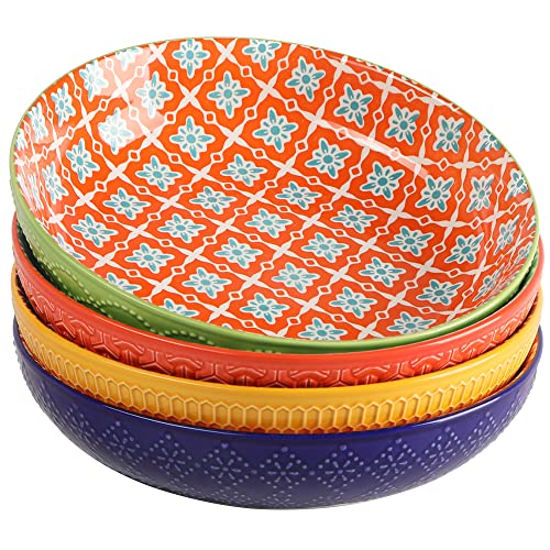 Metahom Ceramic Pasta Bowls, 40 Oz Large Salad Bowls, 8.75'' Colorful Serving Bowl Set For Pasta, Salad, Soup, Set Of 4 #TOP23
