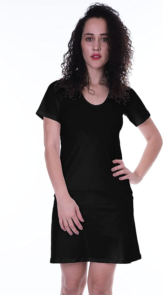 Amazon.com: Moomaya Summer Fit Short Sleeve Plain Jersey Dress Basic Casual  Short Tshirt Dresses-D5 Black : Clothing, Shoes & Jewelry