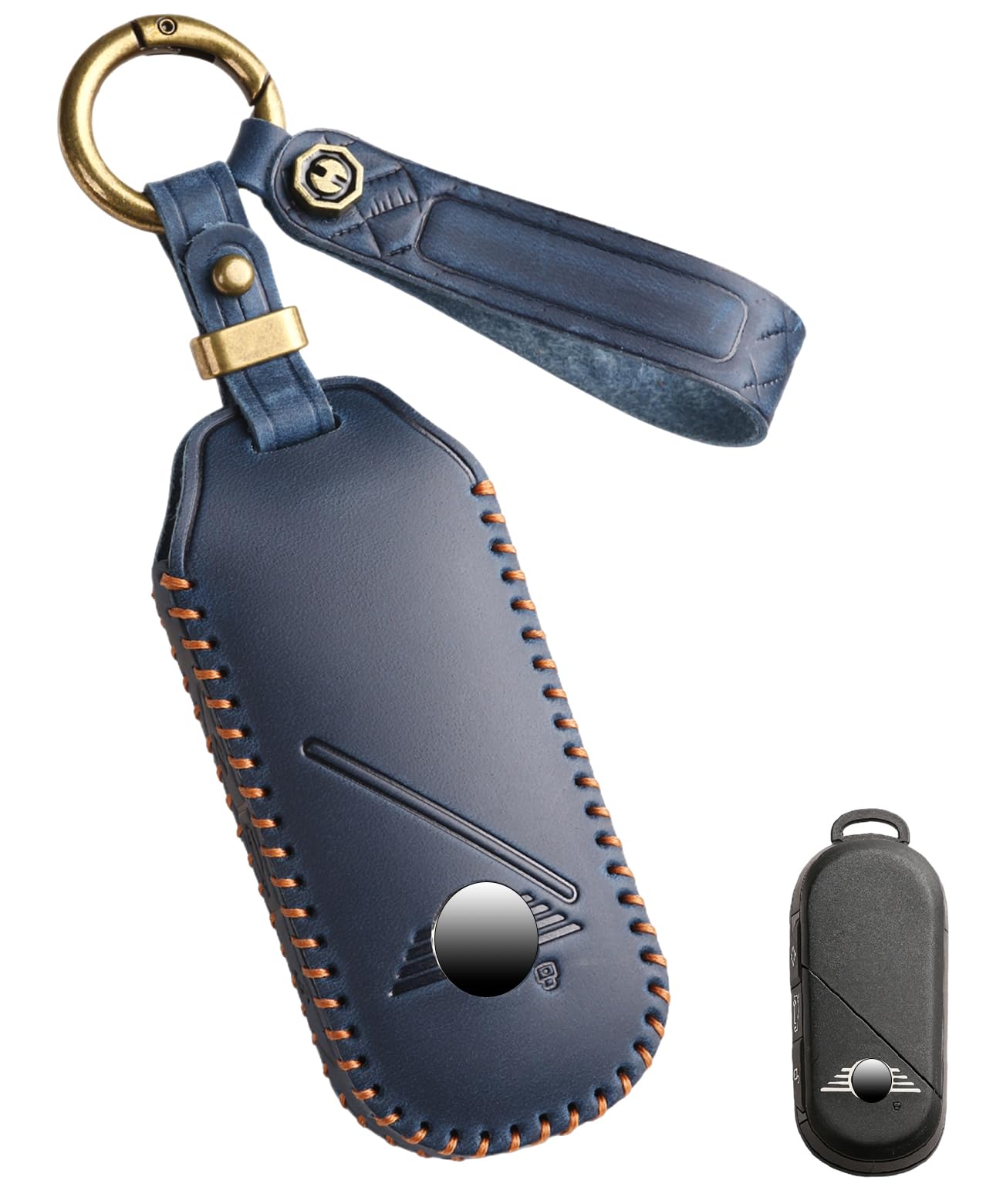 Leather Key Fob Cover for Mini Cooper Countryman One 2023-2025 | Genuine leather case with strap and keychain; scratch, dust and impact protection, no signal blocking-image-21