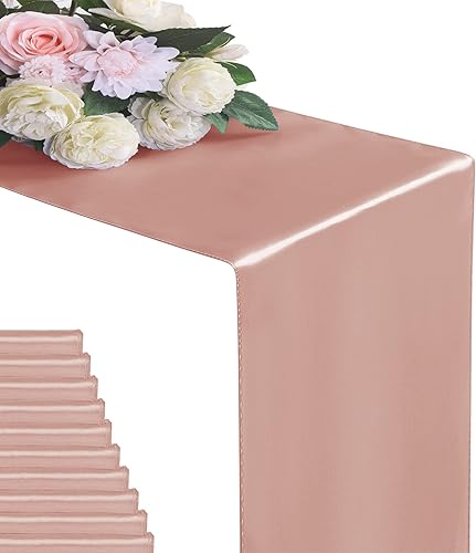 Paquete de 24 caminos de mesa de 12 x 108 pulgadas de seda satinada para bodas, fiestas de cumpleaños, banquetes, decoración de graduaciones, ajuste