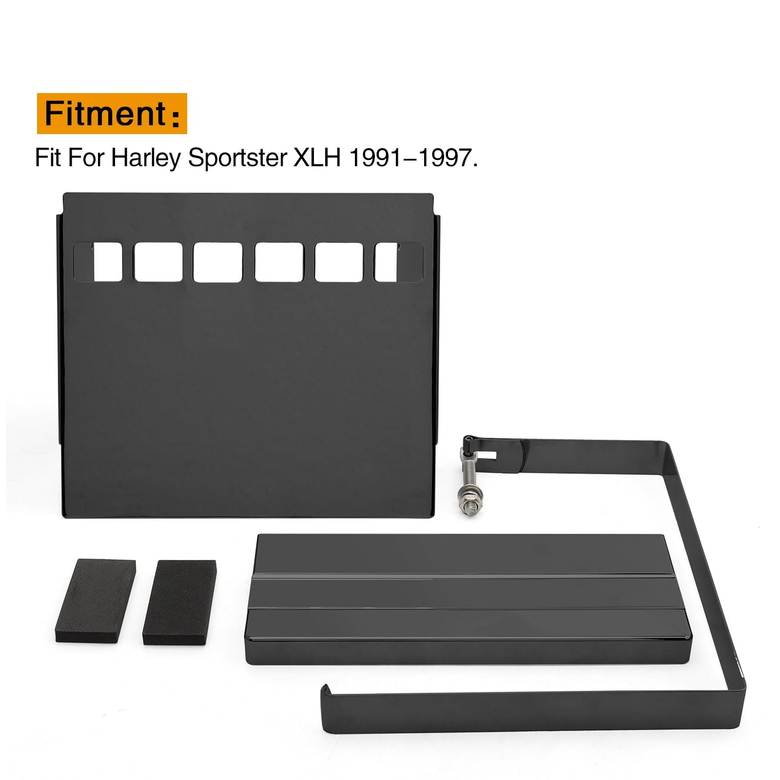 Moto Copertura Laterale della Batteria Kit copri batteria con scanalatura quadrata per moto, adatto per Harley Sportster XLH 1200 883 1991-1997, sostituisce l'OEM 66347-91 Carenatura Copertura Lateral