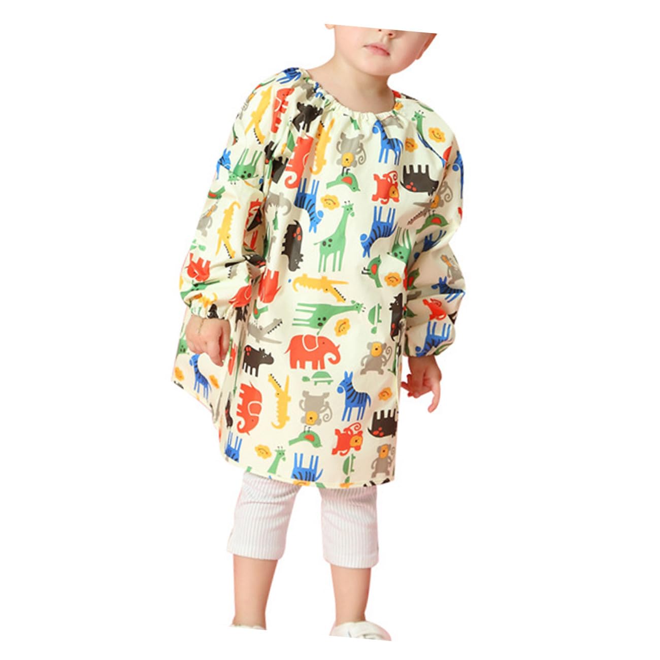 Delantal de Pintura Mangas Largas para Niños Amarillo Bata de Poliéster Reutilizable para Manualidades y Creatividad
