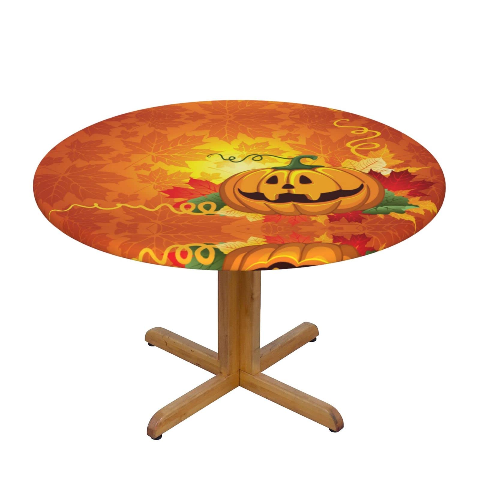 Nappe ronde citrouilles Thanksgiving élastique 138 cm table salle à manger
