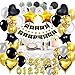 Bea’s Party Decoration Anniversaire Noir et Or Homme Femme Garcon banniere Joyeux Anniversaire Banderole Set de Table Serviettes Papier Nappe Assiette jetable Ballons Anniversaire 18 30 40 50 80 Ans