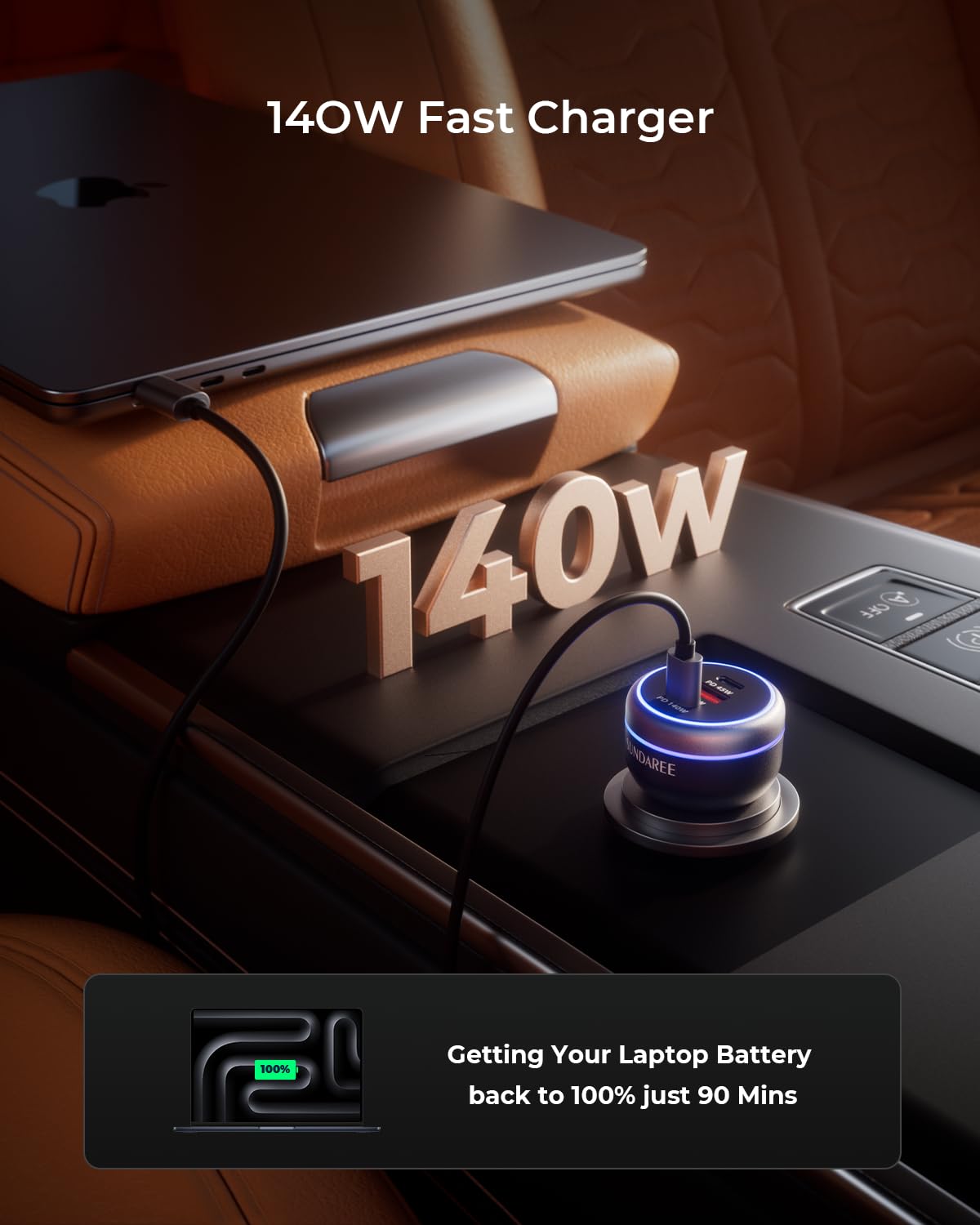 Cargador rápido USB C de 230 W, adaptador de cargador de coche múltiple de 3 puertos, carga rápida PD140W/PPS63W/QC45W compatible con iPhone 16/15Pro/MacBook/iPad/portátil/SamsungS24