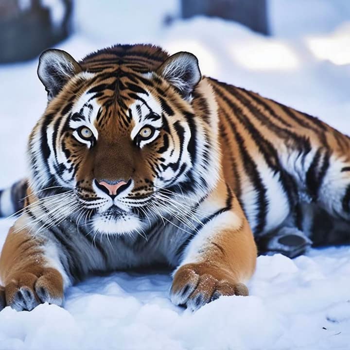 Bimkole 5D Diamond Painting Kits Snow Tiger, Full Drill Animals DIY Rhinestone Embroidery Set Paint with Diamonds Art by Number Kits Cross Stitch Home Wall Craft Decoration 12x12inch