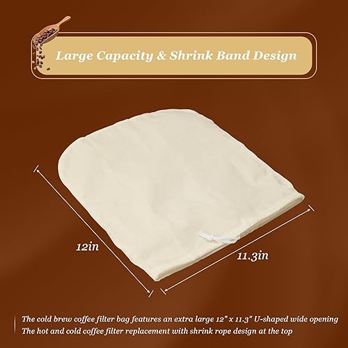 Miniatura 2 de Bolsa de filtro de café de algodón compatible con el sistema Toddy Cold Brew apto para tarros Mason, jarras y jarras – Bolsa de filtro de café