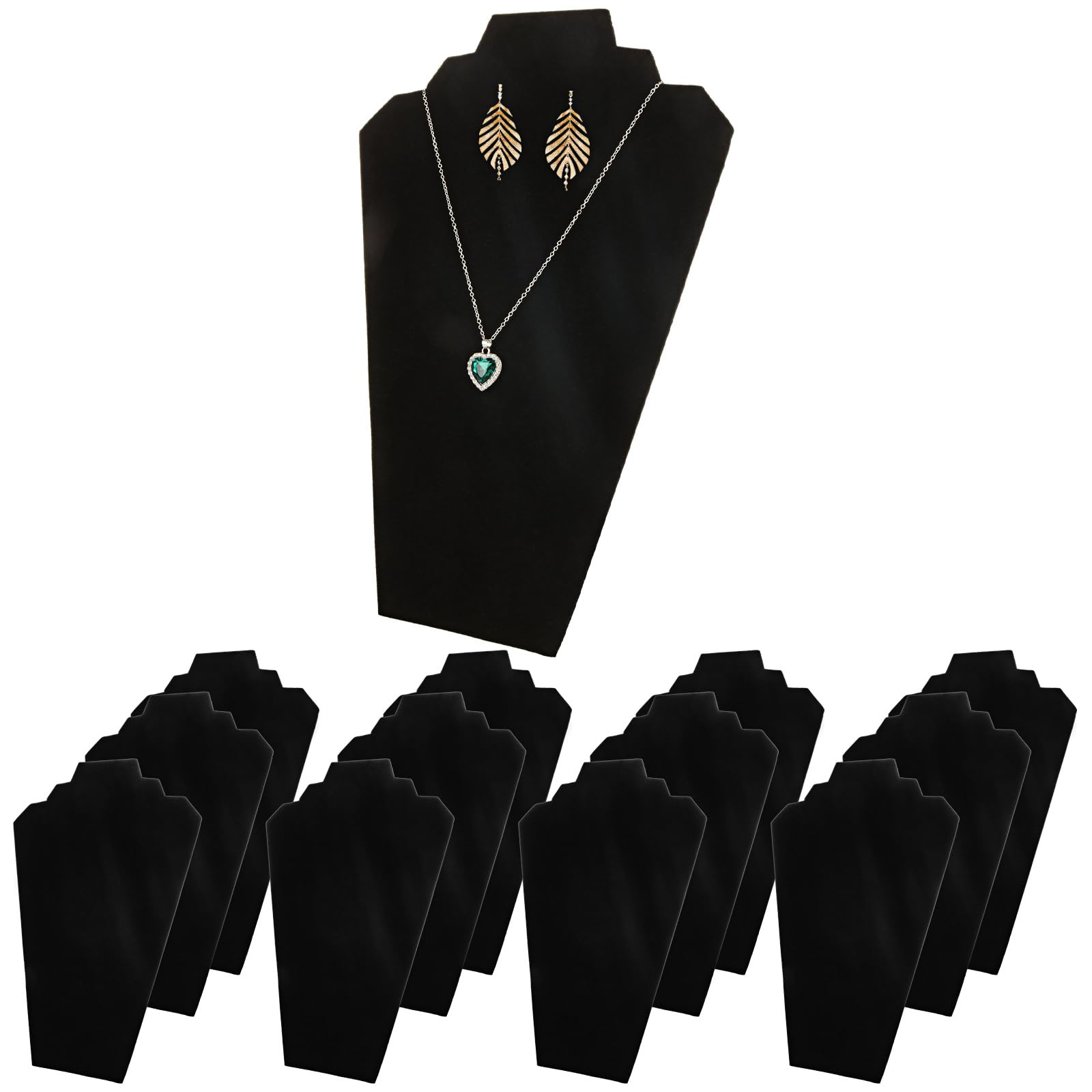 YAYODS 12 Pack Velvet Necklace Display for Selling Jewelry Bust Display Stand, Jewelry Mannequin Display Black Necklace Bust Easel Chain Necklace Holder for Selling and Show