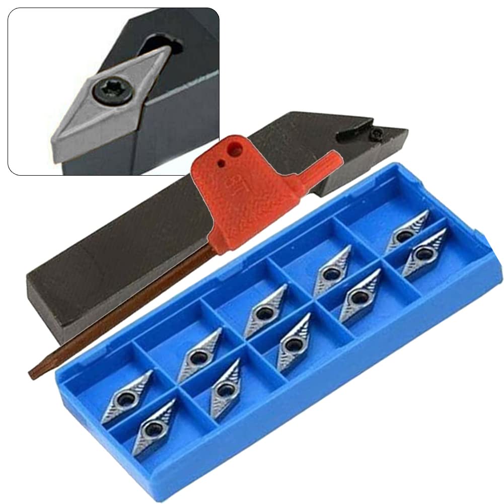 ZYWUOY Soporte externo para herramientas, 10 piezas Vcgt110304-Ak H01 inserto de aluminio + Svjcr1616H11 16 mm soporte para herramientas de torno