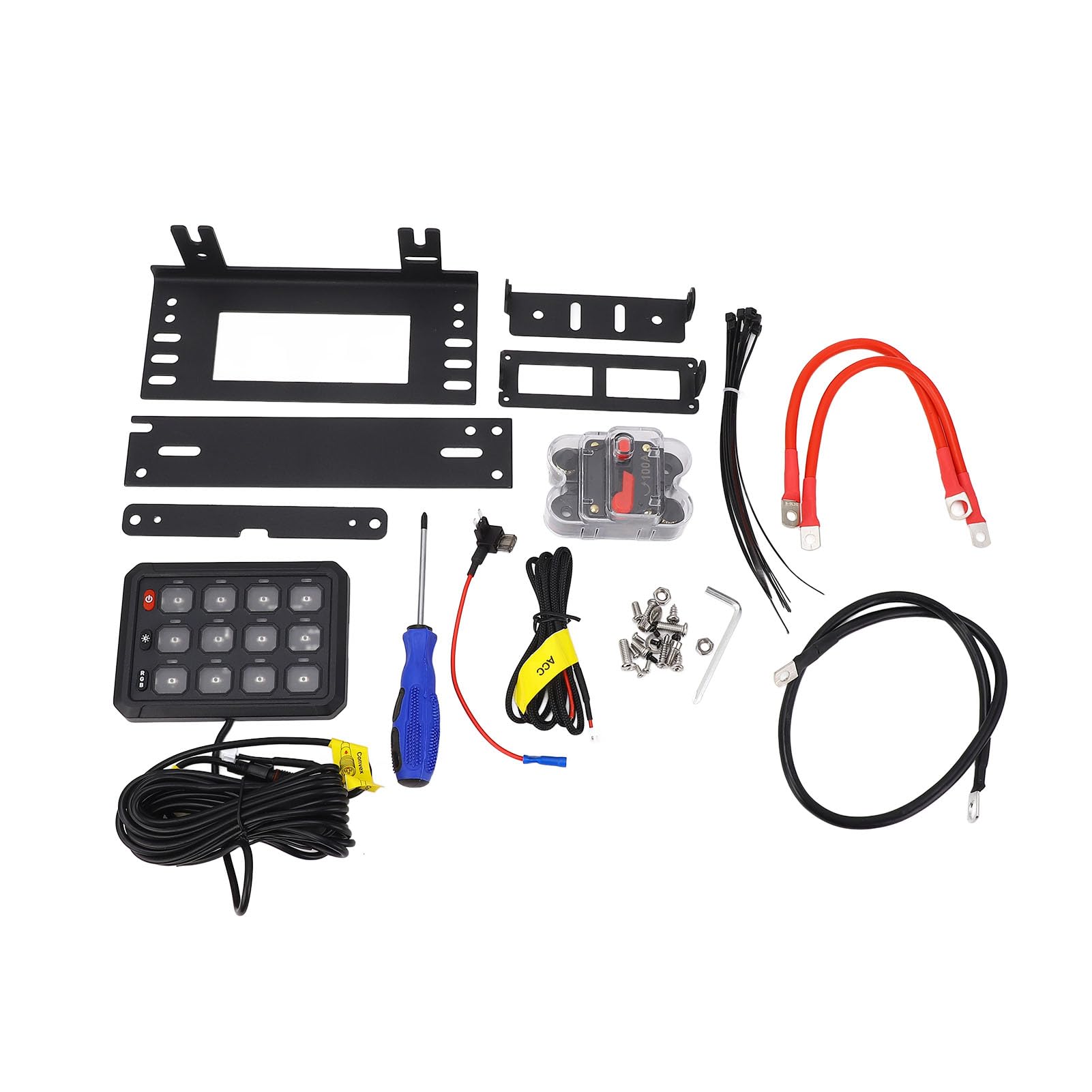 Fockety Panel de Interruptores de 12 Bandas, Interruptor de Palanca Multifunción de 12 V 24 V, Caja de Sistema de relé de Control de Circuito Momentáneo para Camión, RV, Todoterreno,