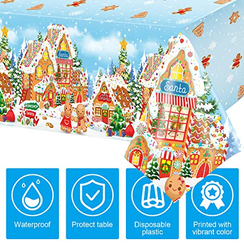 Tiamon 3 Pcs Gingerbread Man Tablecloths Plastic Christmas Gingerbread Table Covers Waterproof Xmas Table Cloths for Christmas Family Gathering Winter Holiday Birthday Party Supplies, 108 x 54 Inch – Image 5