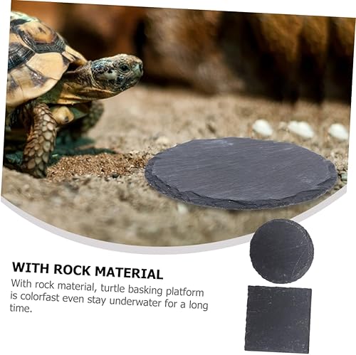 Miniatura 8 de Ipetboom Plataforma para tomar el sol de reptil, placa de roca de tortuga, plato de alimentación de pizarra, cuenco de tortuga, área de baño para