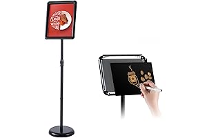 Adjustable 360-Degree Rotation Sign Holder for 8.5x11 Inches Paper, Outdoor-Indoor Display Stand for Advertising
