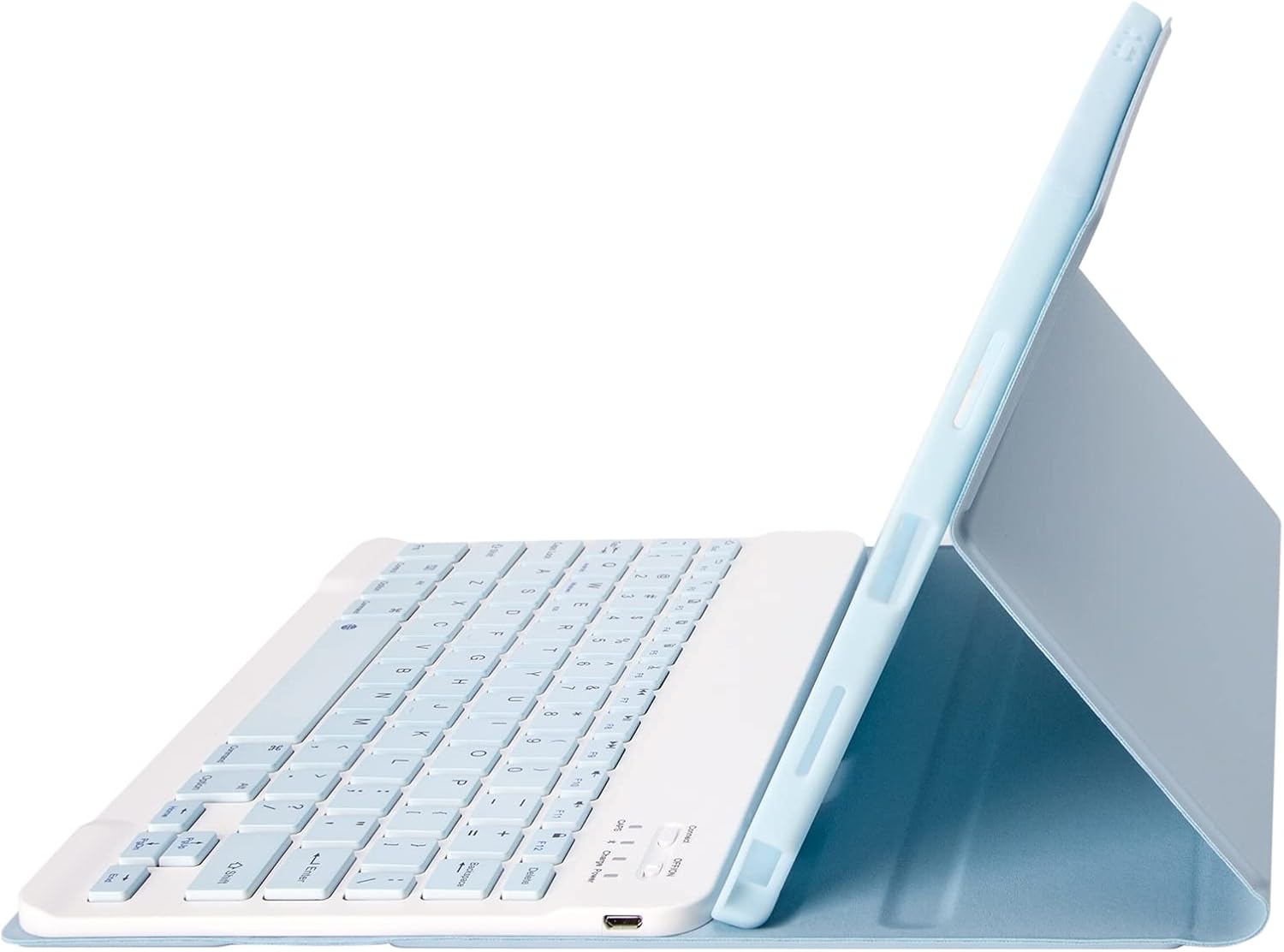 Slim Candy Colors Keyboard Case Compatible with iPad Pro 11 Inch M4 2024 / M5 2025 with S Pen Holder, Mutil Angles Stand Cover Detachable Wireless Keyboard (Light Blue)
