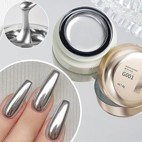 Miniatura 1 de 0.3 fl oz Chrome Metallic Pintura Gel, Espejo pintado Gel Nail Polish, Metal Pintura Gel Dibujo UVLED Gel Polaco