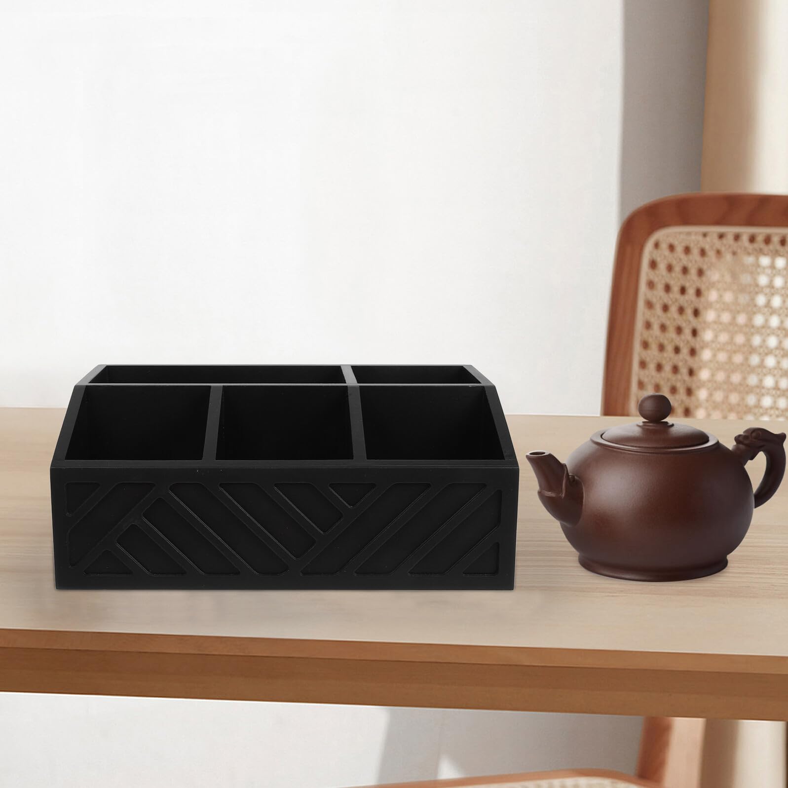 Gadpiparty Organizador De Barra De Café Caja De Madera Compartimentada Soporte para Bolsitas De Té Sobremesa Hogar Cocina Almacenamiento Compacta