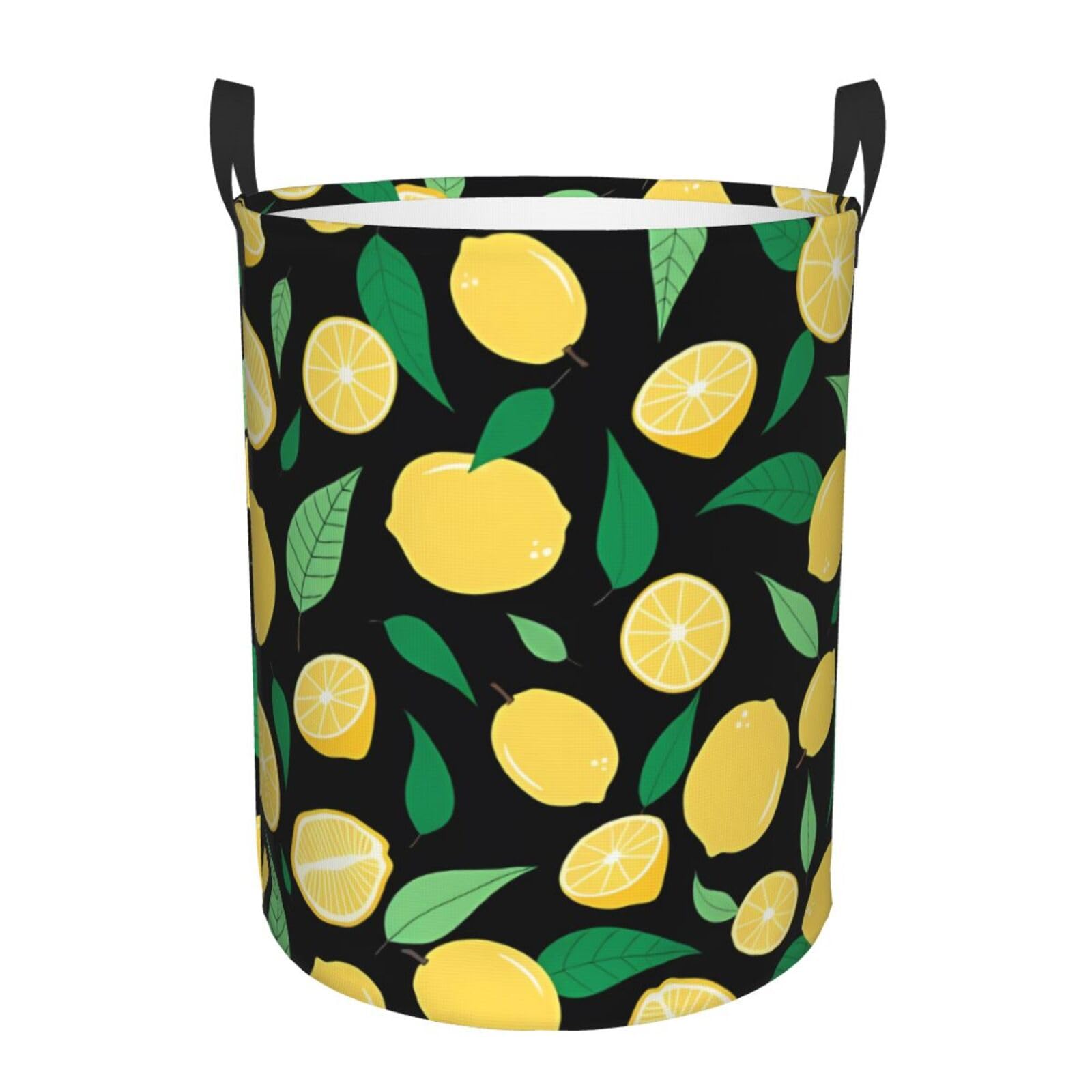 S Circular Hamper Lemon fruit Print Storage Basket for Home