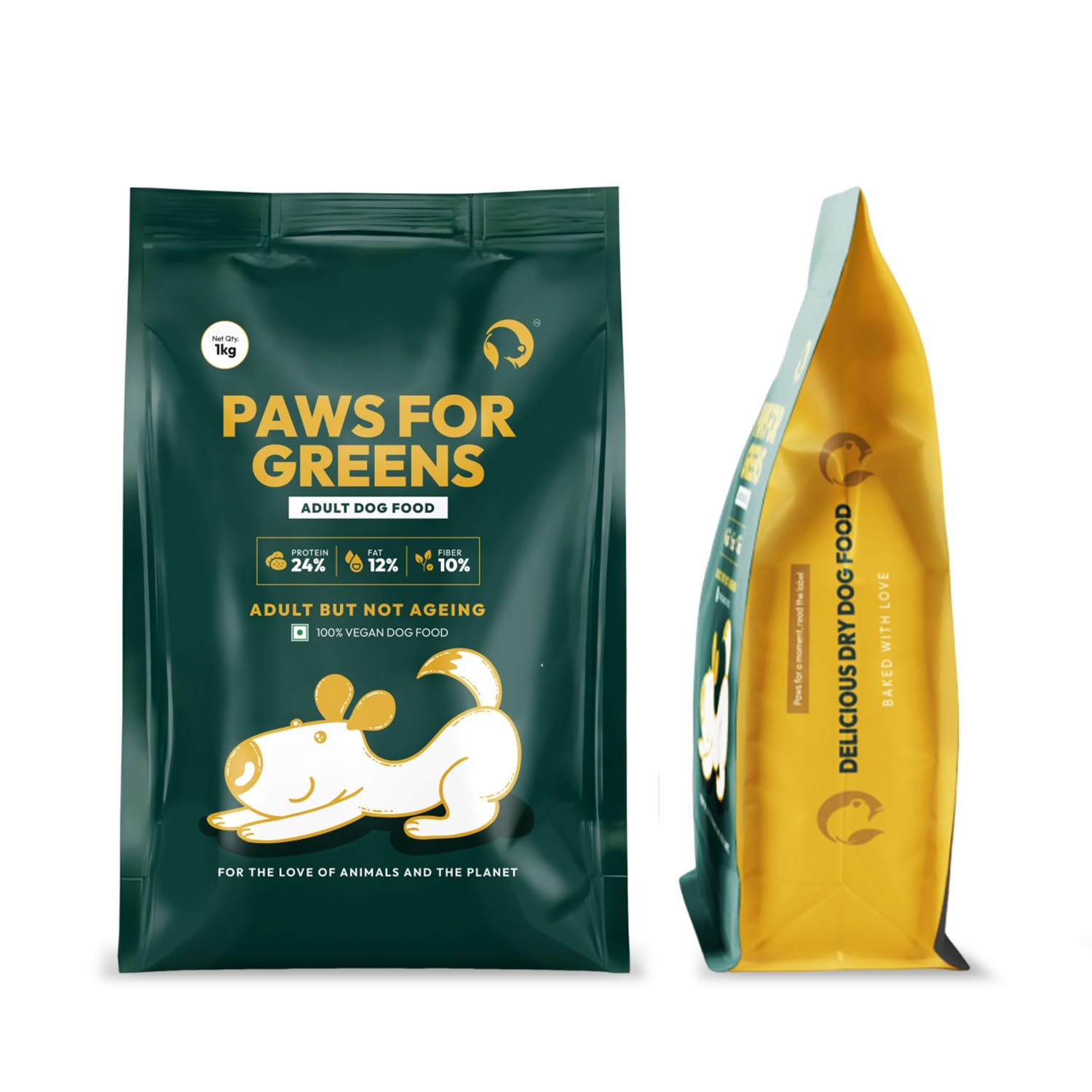 PAWS FOR GREENS Veg Adult Dog Food 100% Natural Plant-Based Meat-Free for  All Breeds This Vet-formulated Veg Dry Kibble high Protein and Fiber