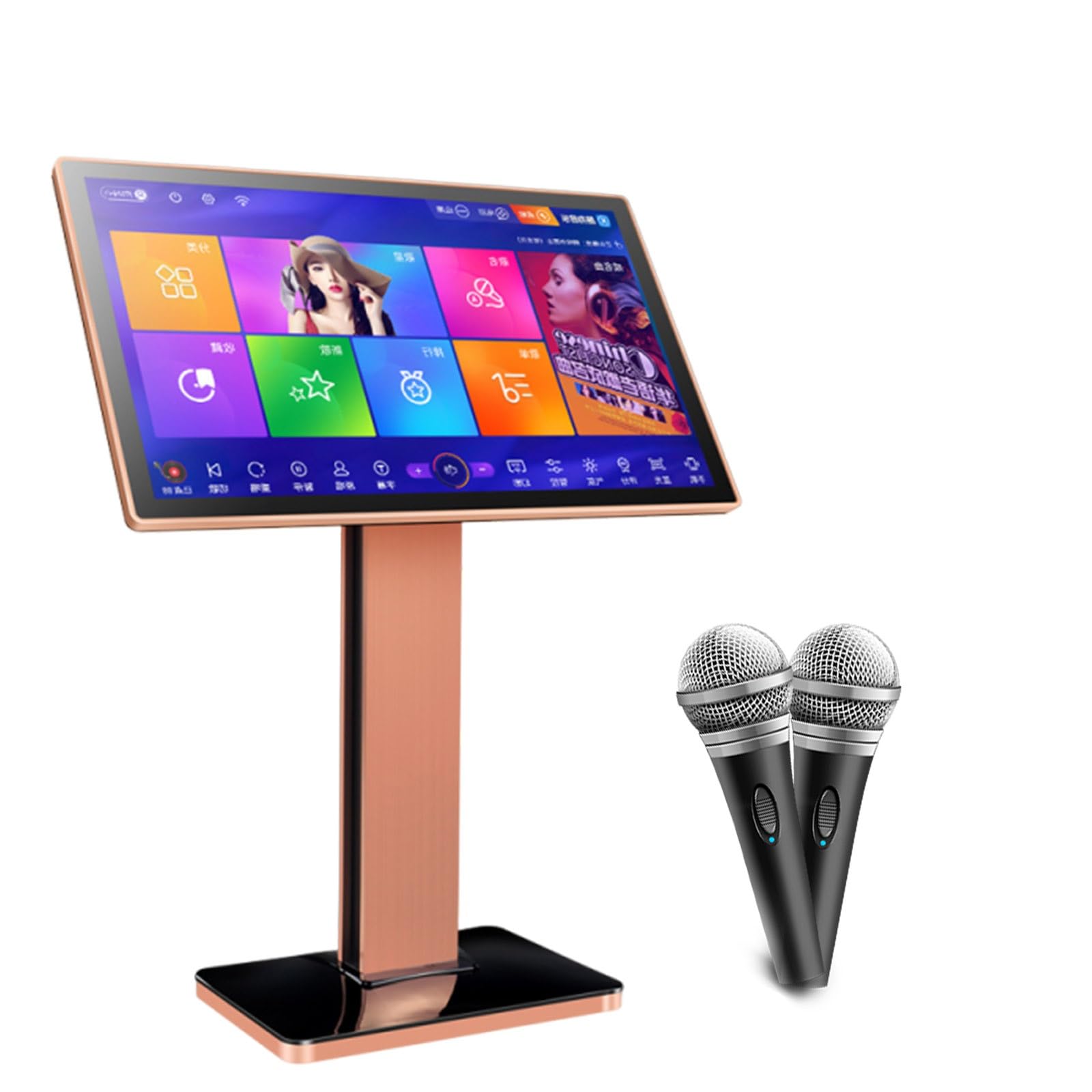 Karaoke Machine Z Android 10 Dual System, Odtwarzacz Ktv, Mikrofony Bezprzewodowe,Efekty Audio, Reverb, Sterowanie Aplikacją, Do Domu I Imprez(Standing22in,1TB)